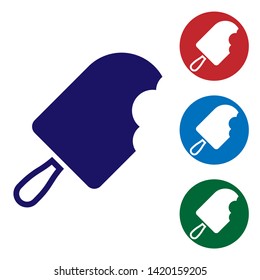 Blue Ice cream icon isolated on white background. Sweet symbol. Set color icon in circle buttons. Vector Illustration