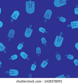 Blue Ice cream icon isolated seamless pattern on blue background. Sweet symbol. Vector Illustration