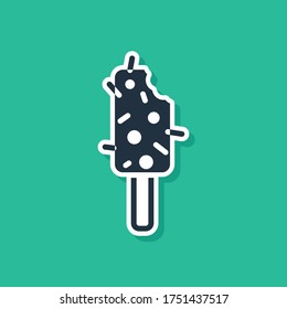 Blue Ice cream icon isolated on green background. Sweet symbol.  Vector