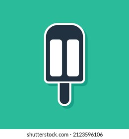Blue Ice cream icon isolated on green background. Sweet symbol.  Vector