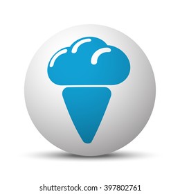 Blue Ice Cream icon on sphere on white background