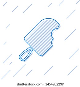 Blue Ice cream line icon isolated on white background. Sweet symbol. Vector Illustration