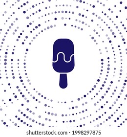 Blue Ice cream on stick icon isolated on white background. Sweet symbol. Abstract circle random dots. Vector