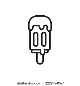 Blue Ice Cream Outline Icon Vector Illustration