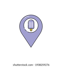 blue ice cream place sign vector Illustration, blue ice cream map sign icon design vector template, sign vector icon flat design for website, symbol, logo, icon, sign, app, UI