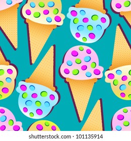 blue ice cream seamless pattern