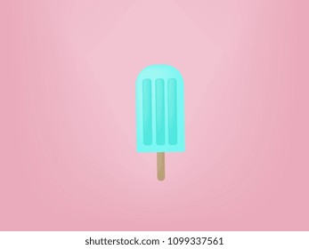 Blue ice cream summer minimal pastel colors background.