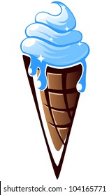 Blue ice cream in waffle cone for fast food design, such logo. Jpeg version also available in gallery