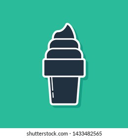 Blue Ice cream in waffle cone icon isolated on green background. Sweet symbol.  Vector Illustration