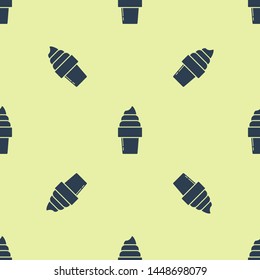 Blue Ice cream in waffle cone icon isolated seamless pattern on white background. Sweet symbol.  Vector Illustration