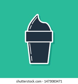 Blue Ice cream in waffle cone icon isolated on green background. Sweet symbol.  Vector Illustration