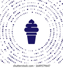 Blue Ice cream in waffle cone icon isolated on white background. Sweet symbol. Abstract circle random dots. Vector Illustration