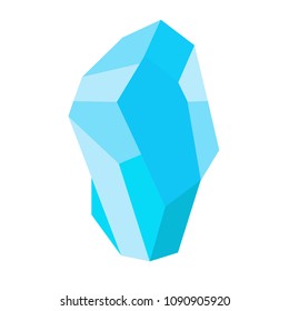 Blue ice crystal. Vector illustration isolated on white background. Graphic element for computer games, mobile applications and more.