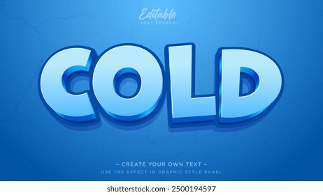 Efecto de texto congelado de hielo azul. Congelar efecto de texto editable
