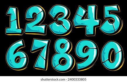 Blue Ice Graffiti Numbers illustration vector Urban Charm of Coolness in Street Art
