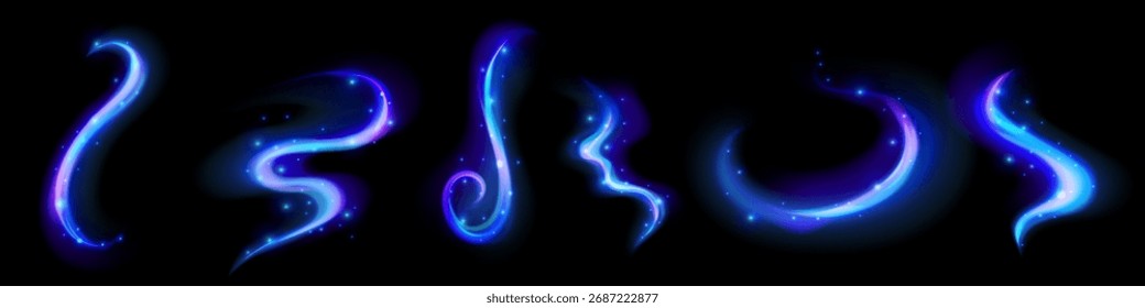 O vento mágico de gelo azul para o inverno dos desenhos animados do jogo. Efeito de espiral gelo azul com luz brilhante.