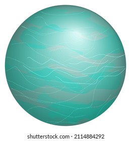 Blue ice planet Uranus. Illustration of the space object in the Solar System, isolated on a transparent background. Vector astronomical element for cosmic universe