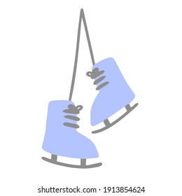 Blue ice skates flat illustration