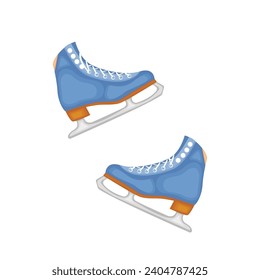 Blue ice skating shoes vector illustration