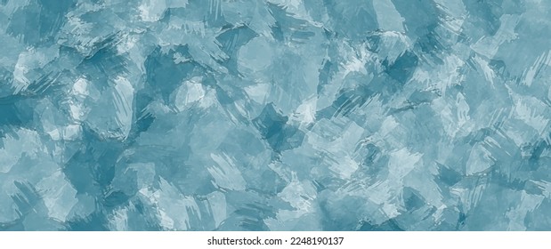 Blue ice texture background for cover design, cards, flyers, poster, banner or design interior. Hand drawn painted illustration. Stucco. Wall. Textured surface. Blue winter frozen backdrop.