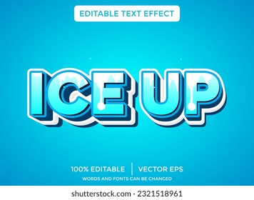 plantilla de efecto de texto editable 3D de tema de hielo azul