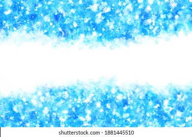 blue ice or water wave abstract on natural grunge watercolor hand paint background, winter vector illustration