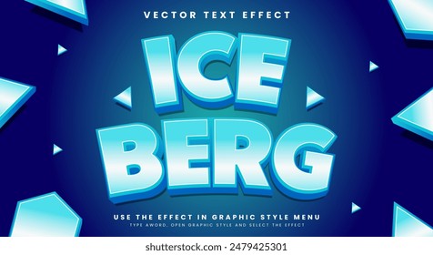 Plantilla de efectos de texto editable 3d Blue iceberg