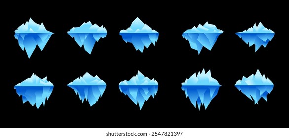 Ilustración de conjunto de Vector de color de iceberg azul