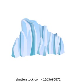 Blue iceberg or ice mountain. Climbing or alpinism theme. Flat vector element for travel brochure, children book or mobile game