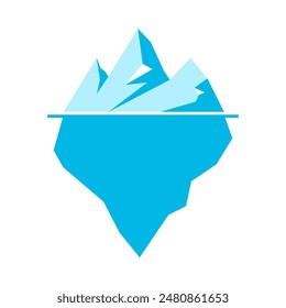 Blue iceberg or ice mountain floating on water ocean sea flat icon vector design