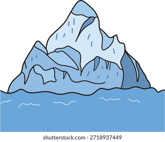 Icebergs azuis em um oceano azul.