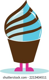 Blue icecream and chocolate mascot