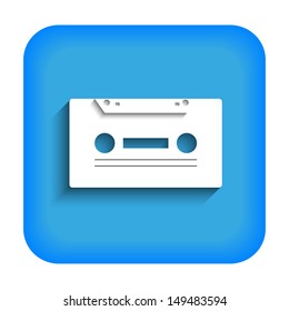 Blue icon with an audio cassette