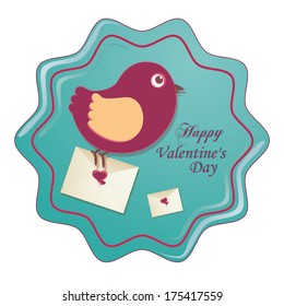 a blue icon with a bird and text for valentine's day