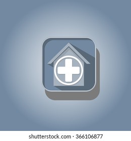 blue icon button, add, plus, or home repair house, vector

