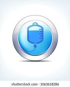 Blue Icon Button Blood Drip, Cannula, Intravenous Fluids or IV, for use in your Healthcare & Pharmaceutical presentations