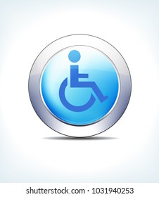 Blue Icon Button Disabled, Wheel Chair, Medical Assistance, Healthcare & Pharma