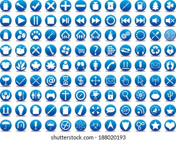 Blue icon collection illustrated on white