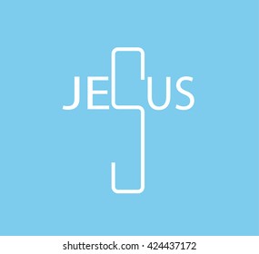 Blue icon with the Cross of Christ