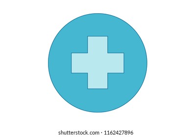 Blue icon with doctor's cross.