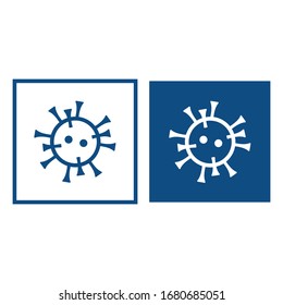 Blue icon with a drawn coronavirus. Two square options. Vector isolated illustration.