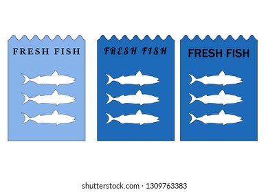 Blue Icon fresh fish set vector illustration
