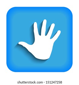 Blue icon with hand man