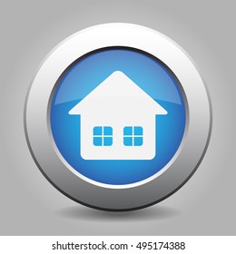 blue icon - home with two windows and white stylized shadow