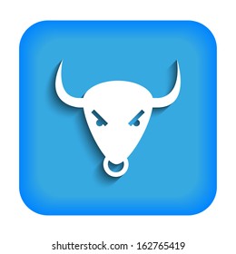 Blue icon with the image of a bull