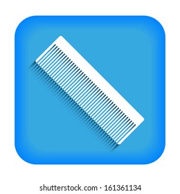 Blue icon with the image of a comb barber