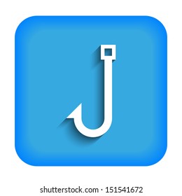 Blue icon with the image of the hook