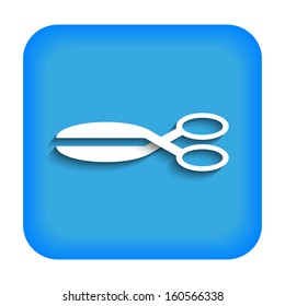 Blue icon with the image of scissors