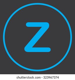 A Blue Icon Isolated on a Grey Background inside a circle - Z