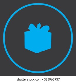 A Blue Icon Isolated on a Grey Background inside a circle - Present